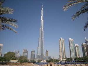 The tallest building in the world, the Burj Khalifa in Dubai.